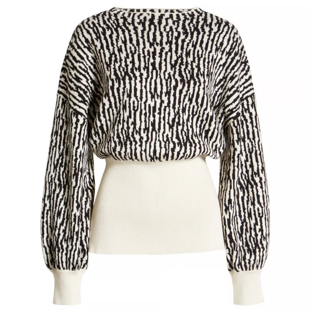 Open Edit Animal Print Jacquard Sweater